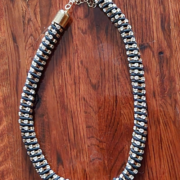 Black & Gold Rhinestone Rope Necklace - Picture 6 of 7